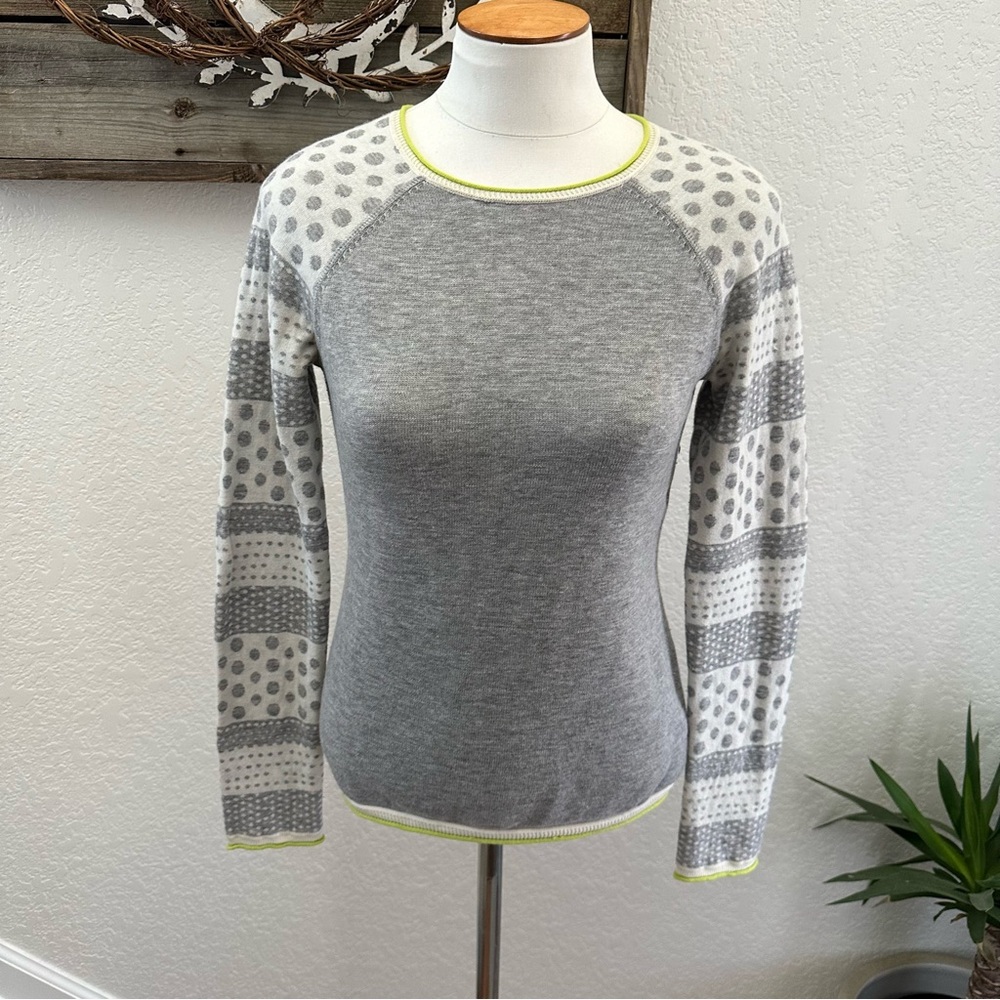 Title Nine gray white pullover extra‎ fine merino wool blend sweater ladies S